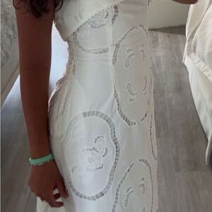 Elegant One Shoulder White Lace Dress